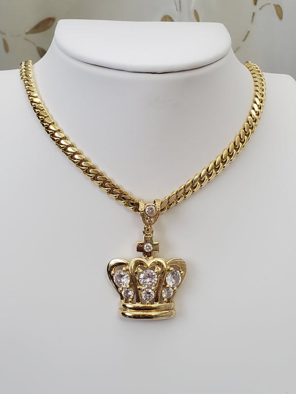 Cuban link chain with pendant gold 10k